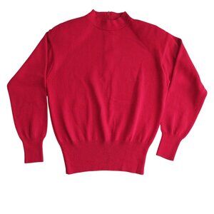 Vintage St John Santana Knit Pullover Sweater Womens S Red Mock Neck Elegant Fit